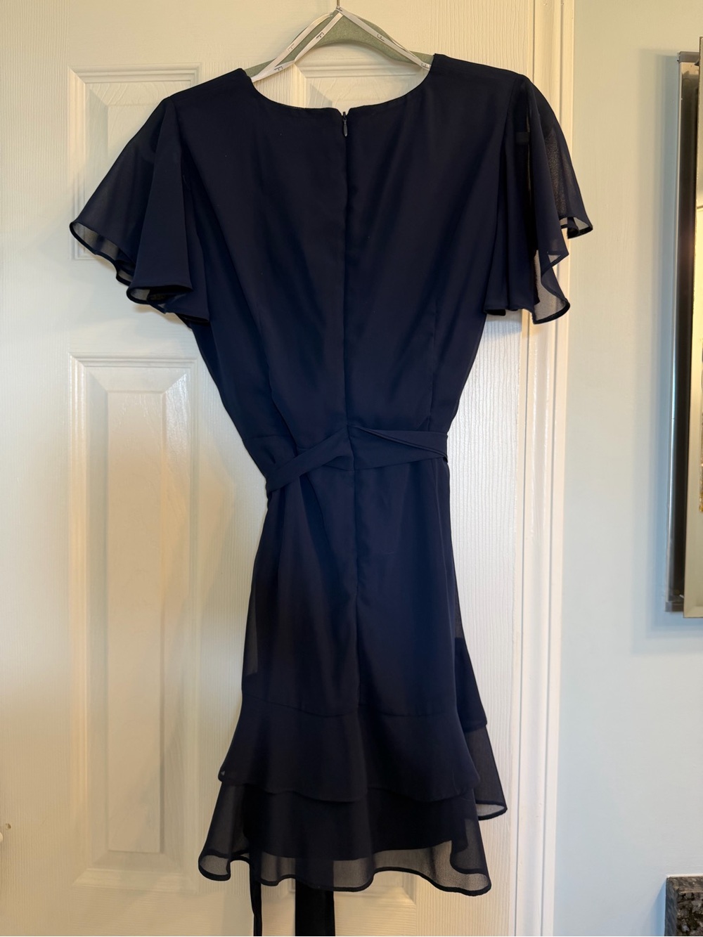 Lulu's Navy Ruffle Wrap Dress - Picture 4 of 7